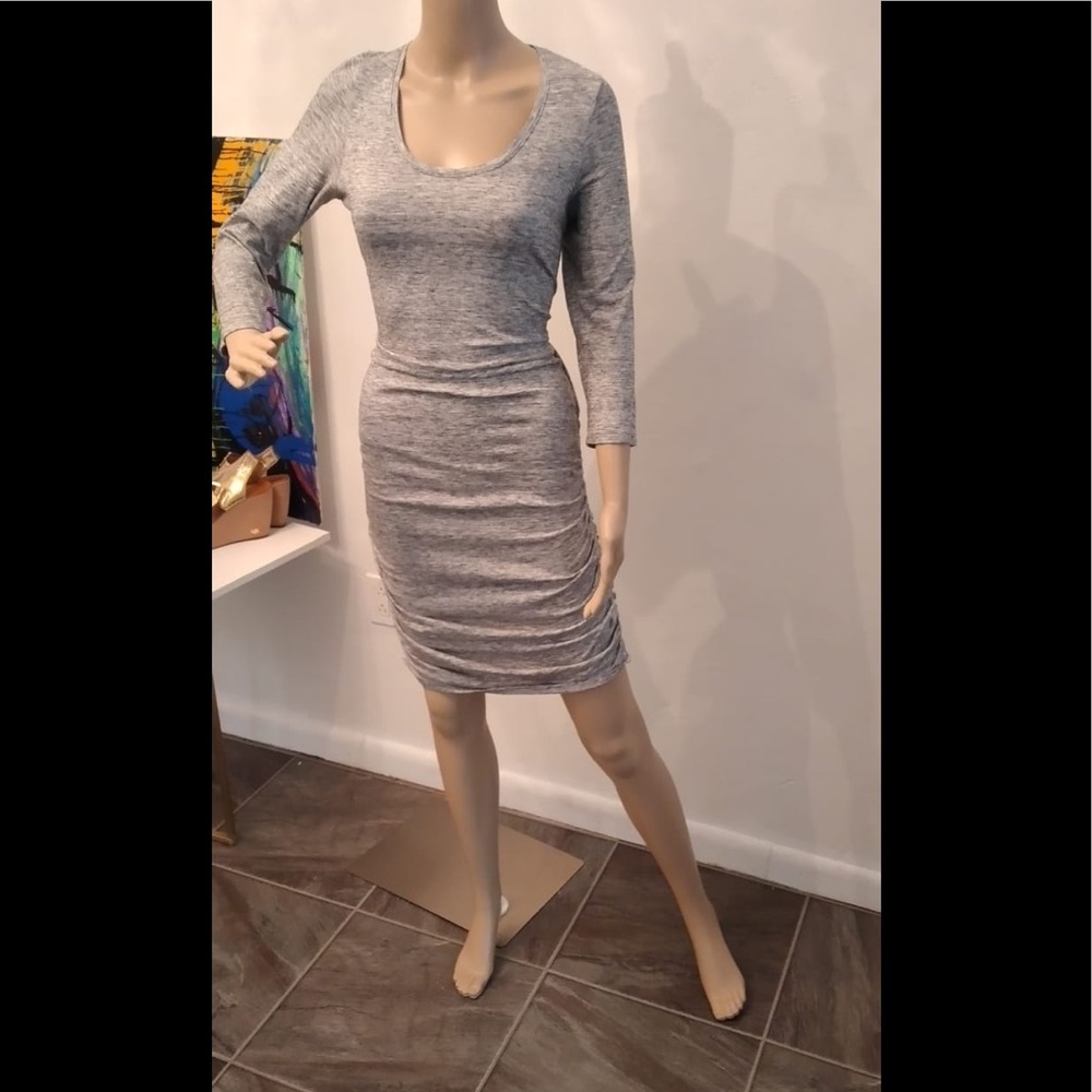 Express cotton long sleeve gray knit dress small